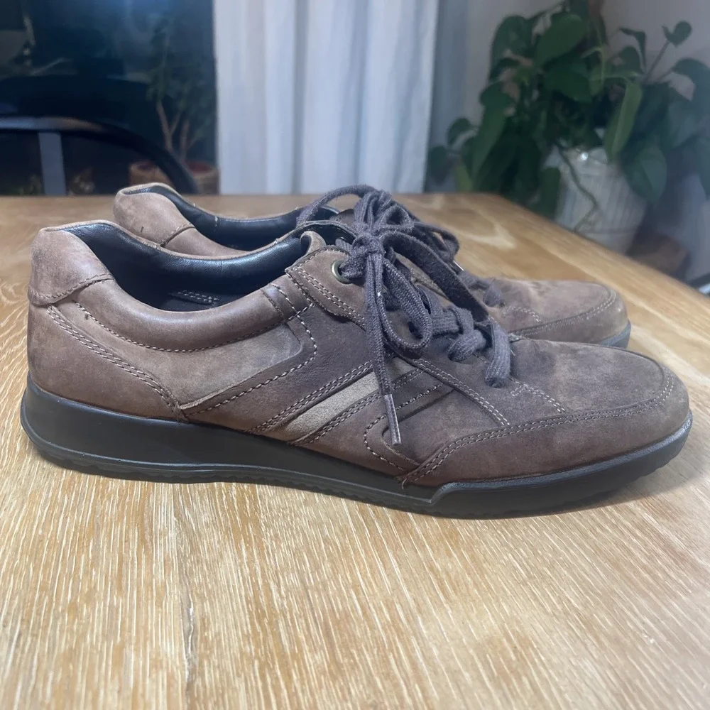 Men's Brown ECCO Shock Point Leather Shoes Sz 46 US 11.5